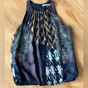 Trina Turk Black and Brown Patterned Blouse